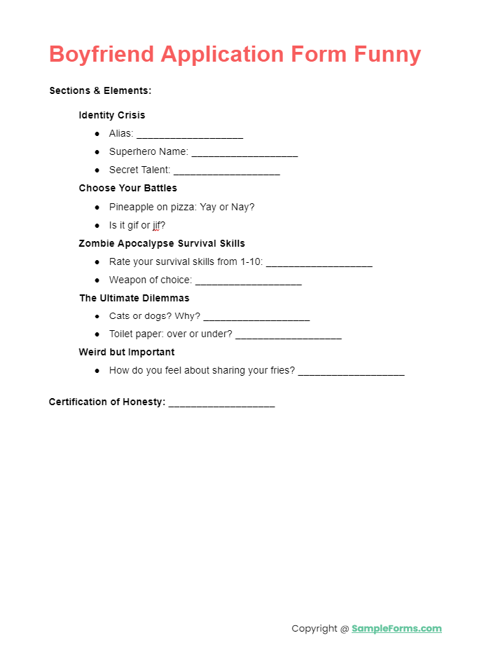 boyfriend application form funny