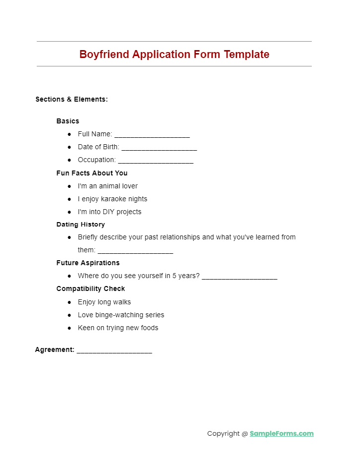 boyfriend application form template