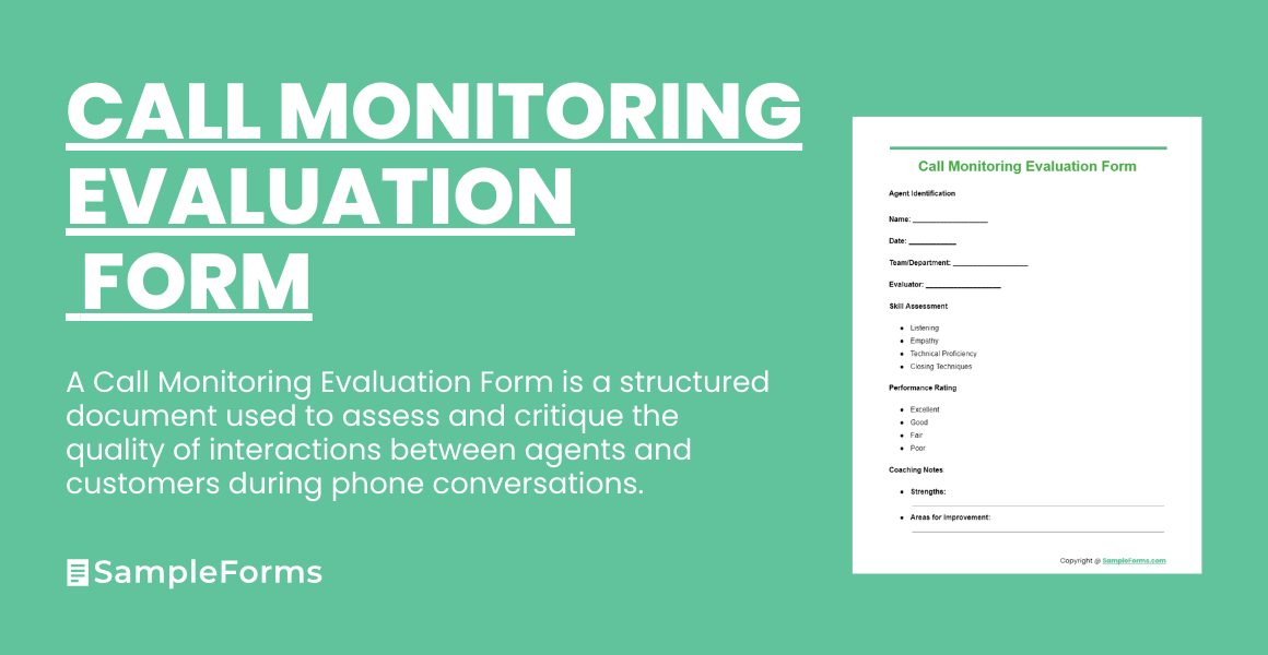 call monitoring evaluation form