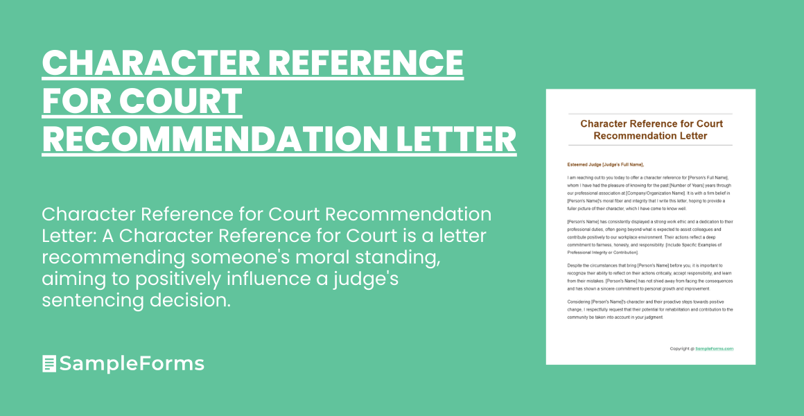 character reference for court recommendation letter