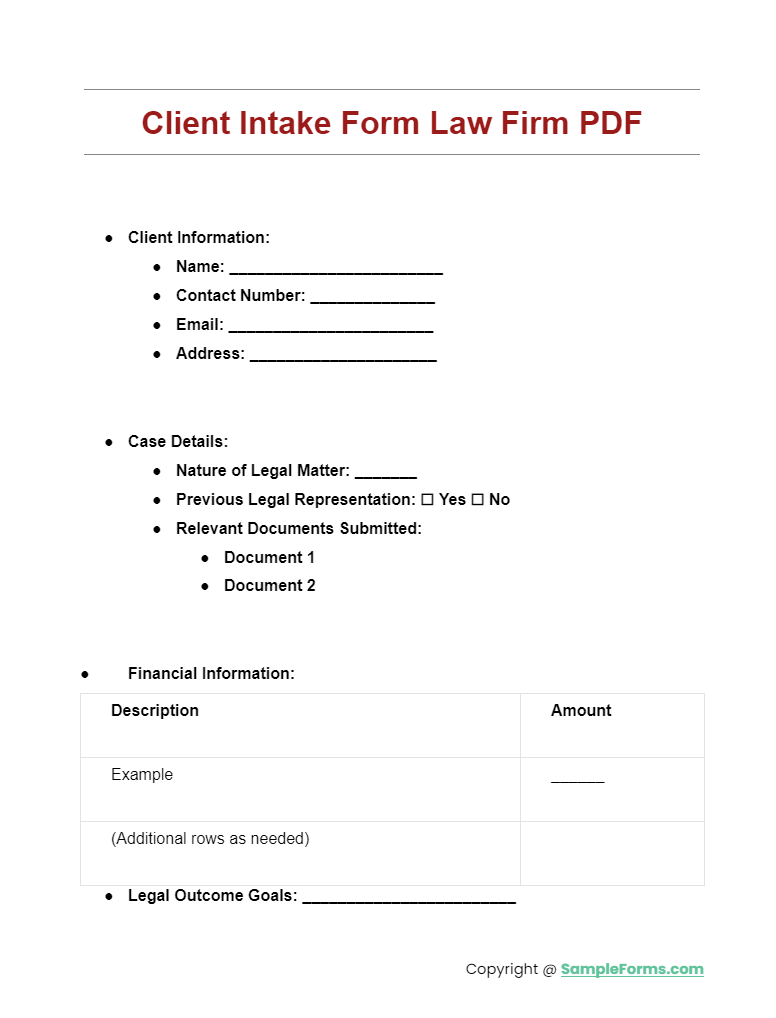 FREE 17+ Client Intake Form Samples, PDF, MS Word, Google Docs, Excel