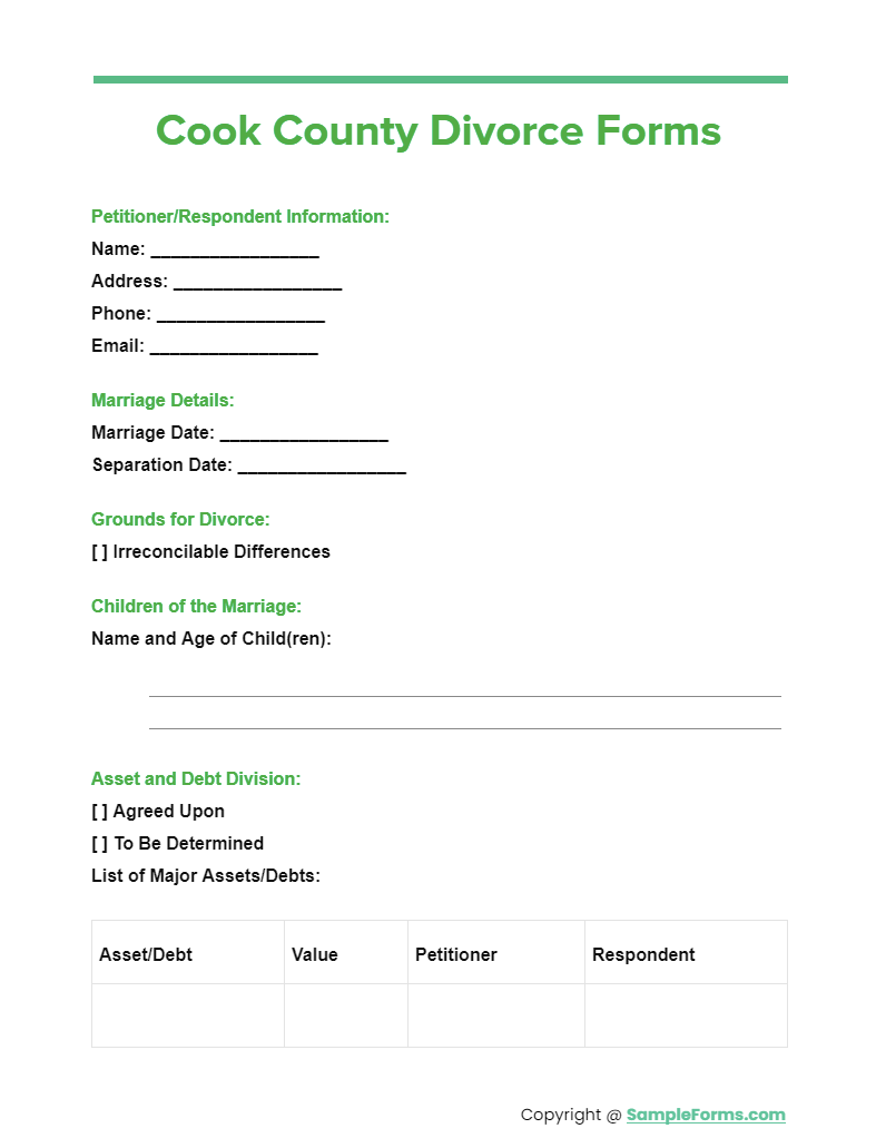 cook county divorce forms