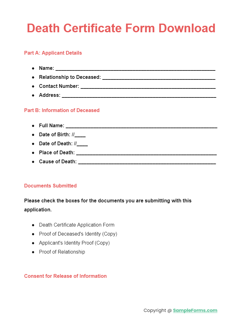 death certificate form download