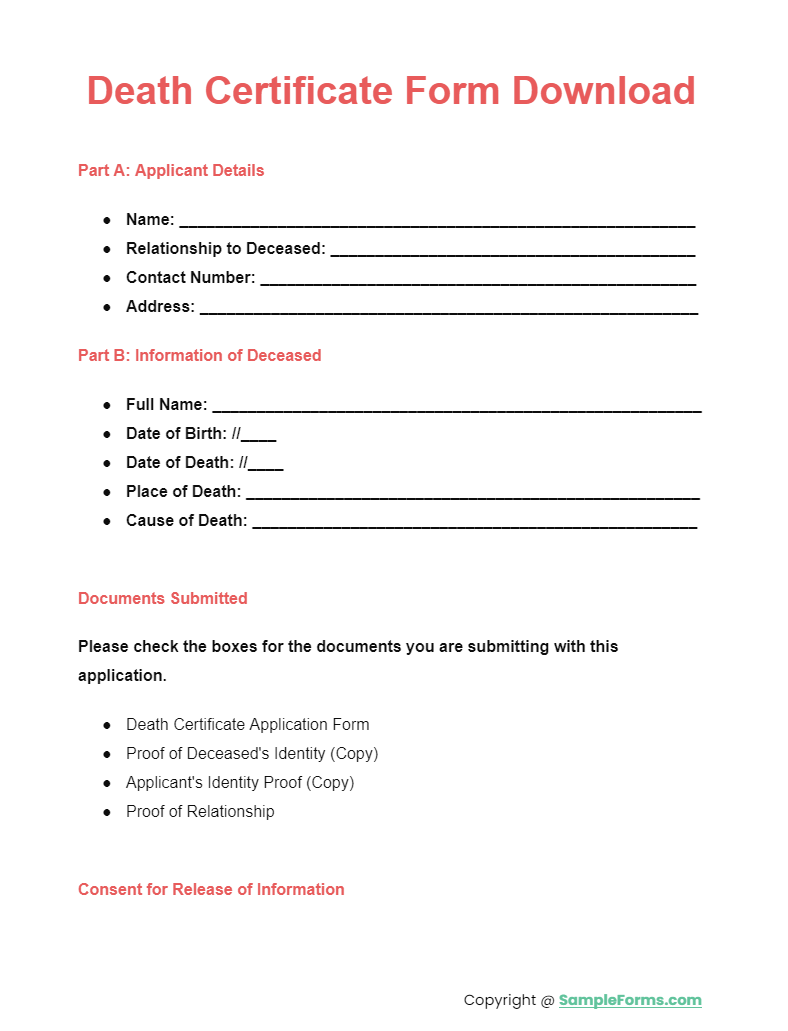 FREE 10+ Death Certificate Form Samples, PDF, MS Word, Google Docs