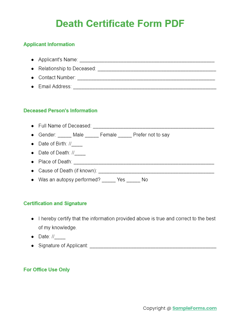 death certificate form pdf