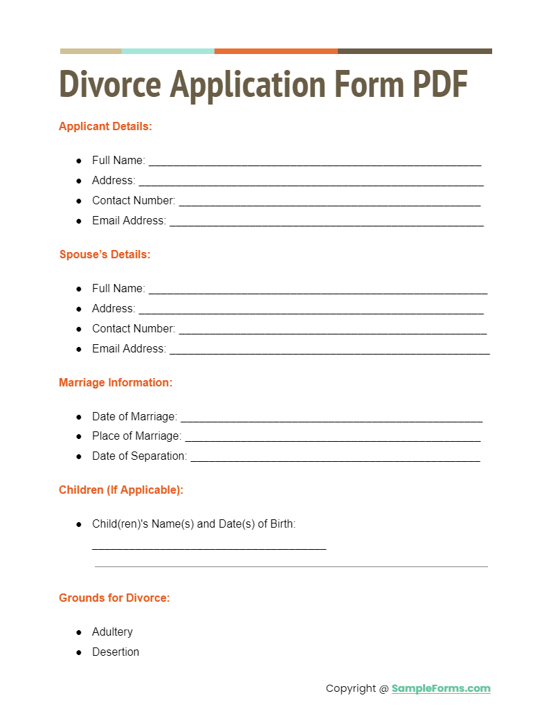 divorce application form pdf