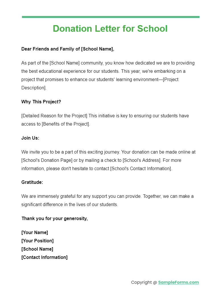 donation letter for school