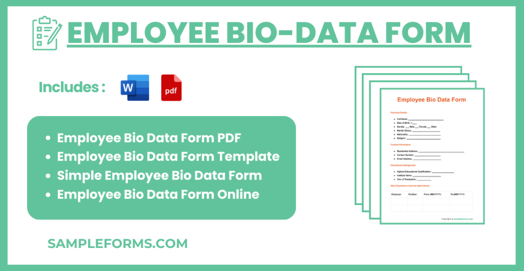 FREE 11+ Employee Bio-Data Form Samples, PDF, MS Word, Google Docs