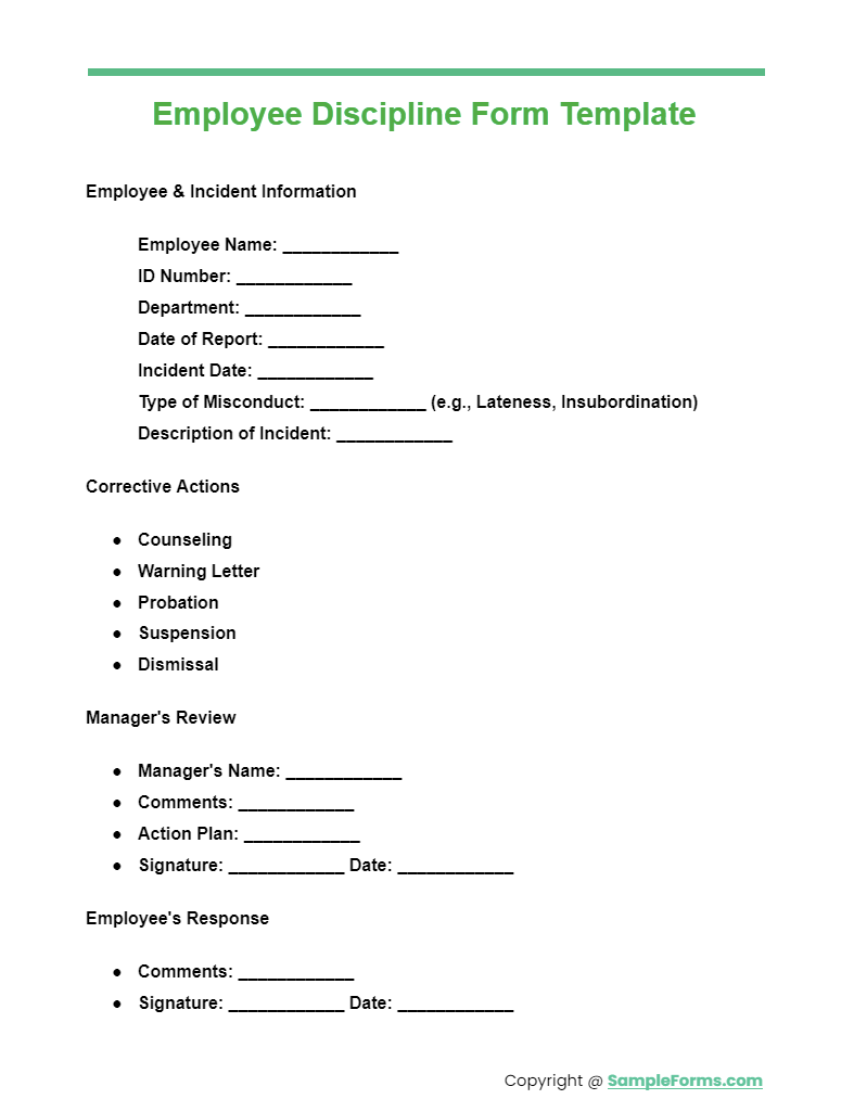 FREE 11+ Employee Discipline Form Samples, PDF, MS Word, Google Docs