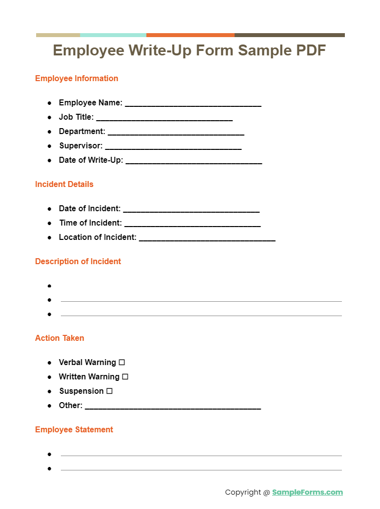 employee write up form sample pdf