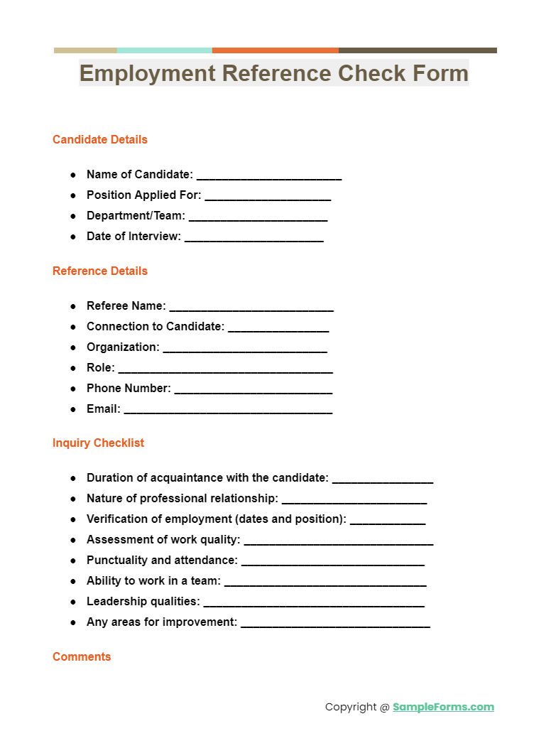 employment reference check form