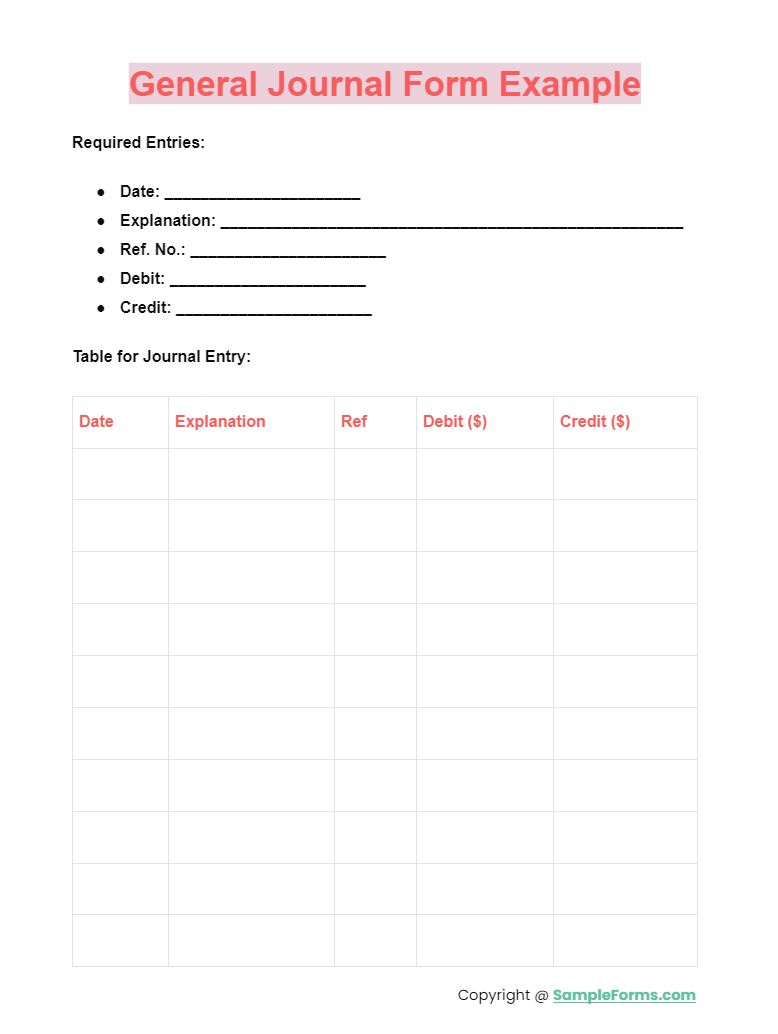 general journal form example