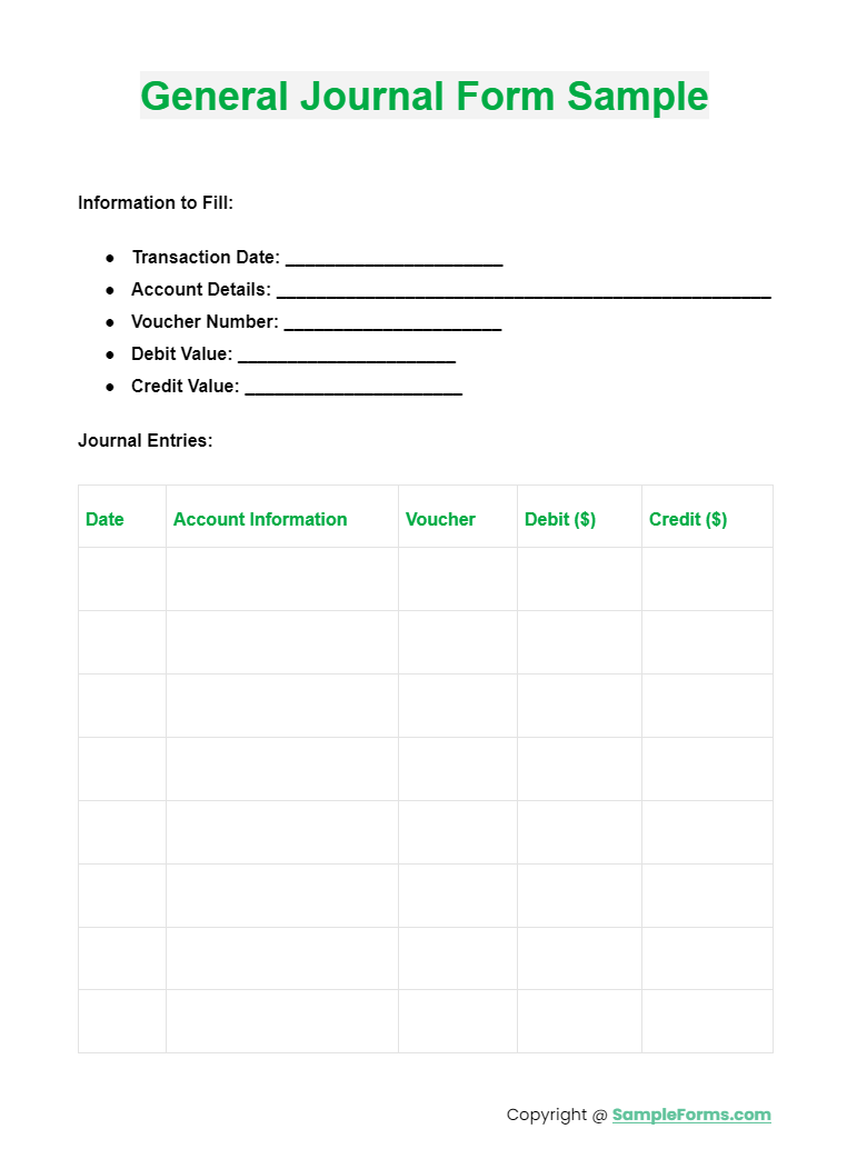 general journal form sample