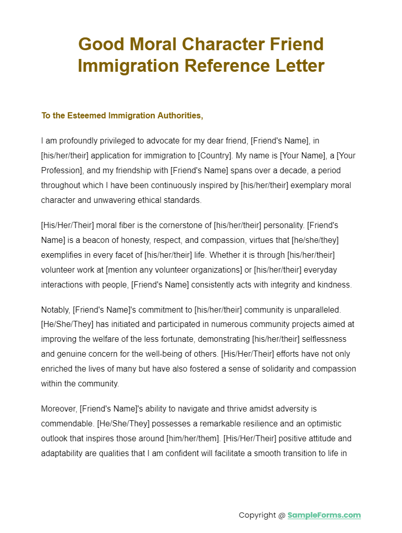 good moral character friend immigration reference letter