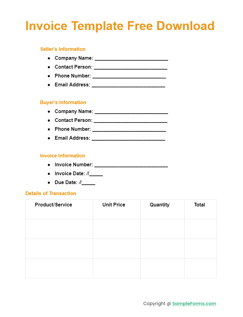 invoice template free download