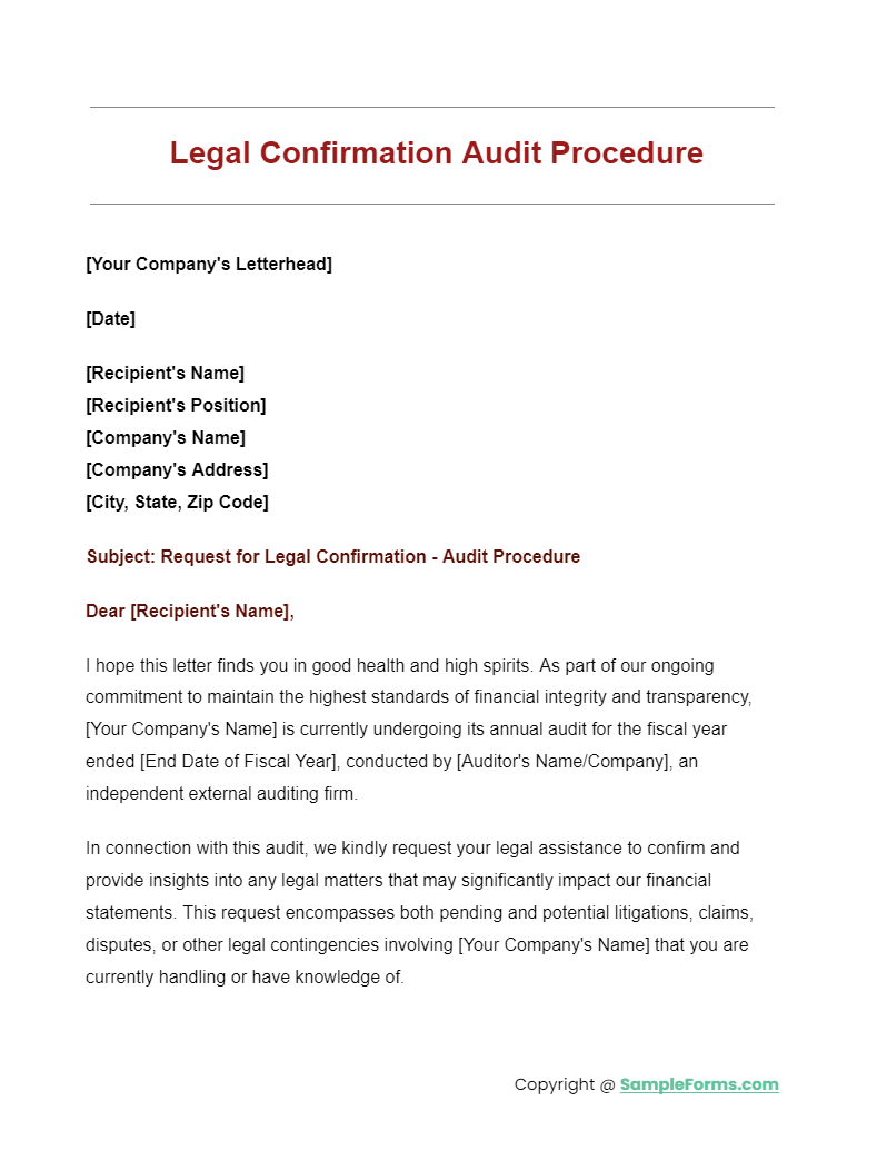 legal confirmation audit procedure