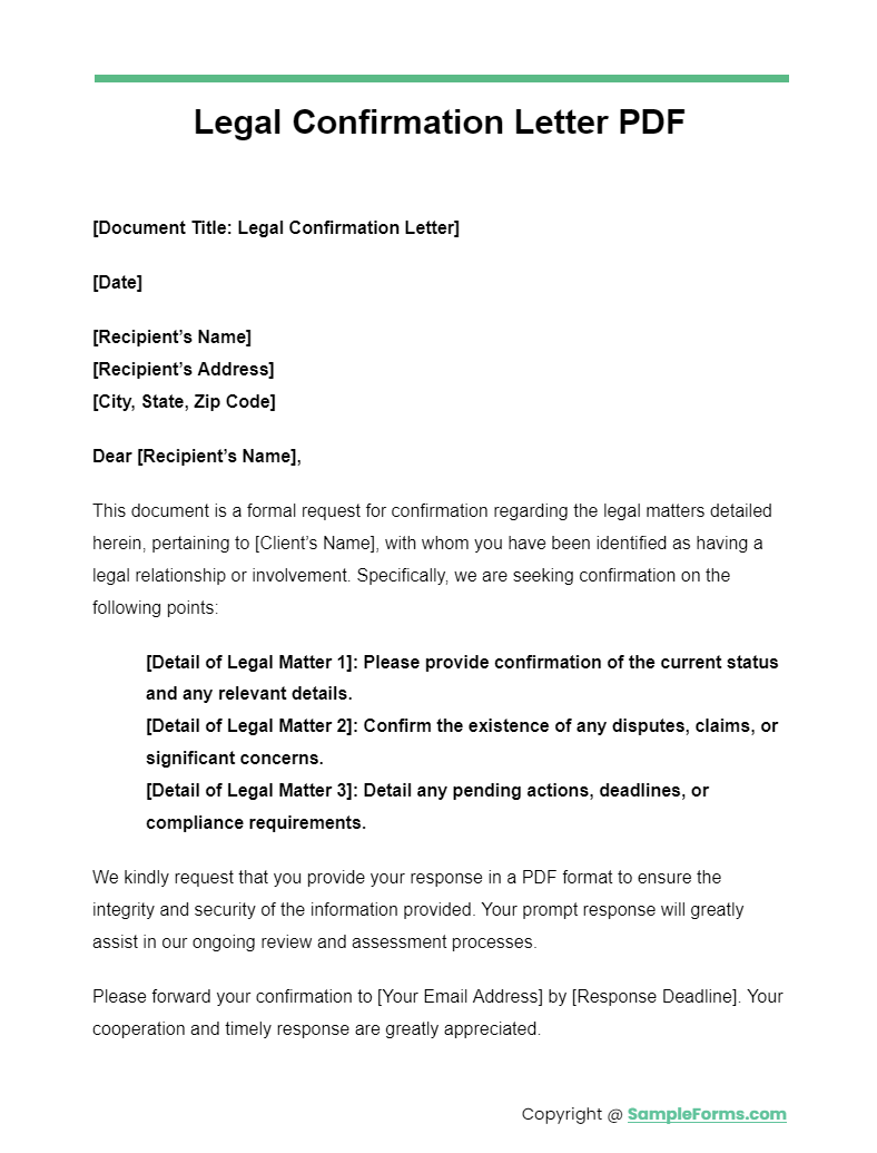 legal confirmation letter pdf