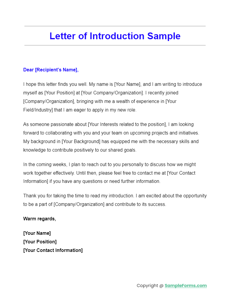 FREE 10+ Letter of Introduction Samples, PDF, MS Word, Google Docs