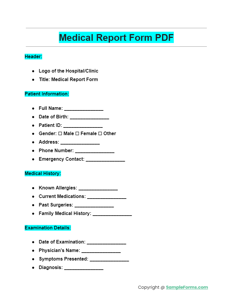 medical report form pdf