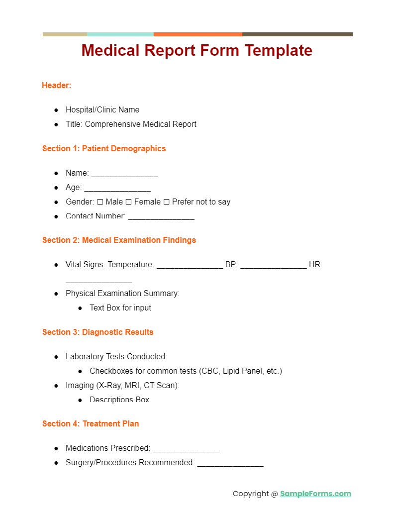medical report form template