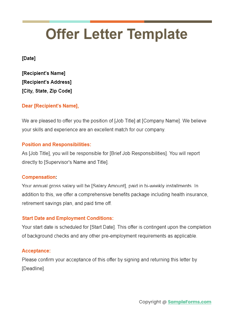 FREE 11  Offer Letter Samples PDF MS Word Google Docs