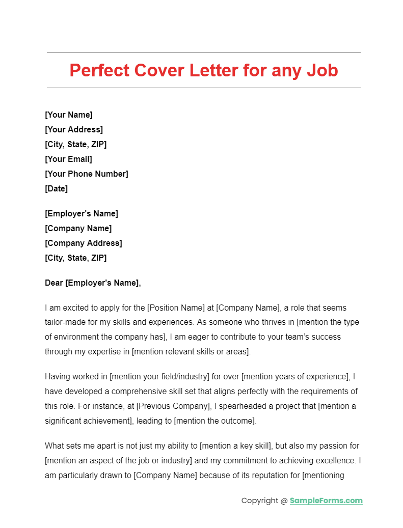 perfect cover letter for any job