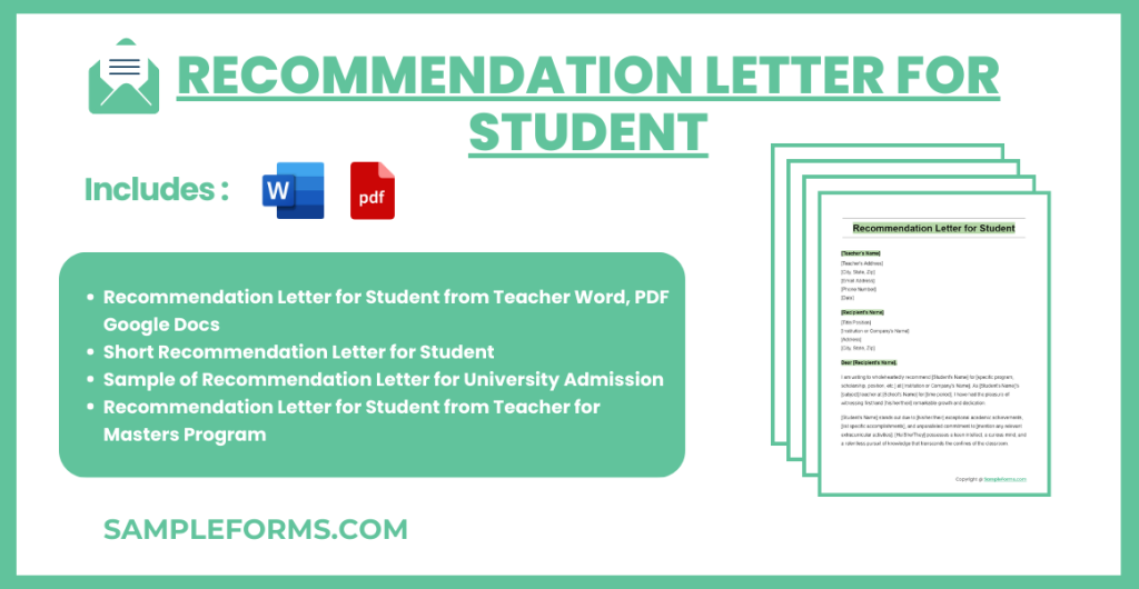 FREE 13+ Recommendation Letter For Student Samples, PDF, Google Docs