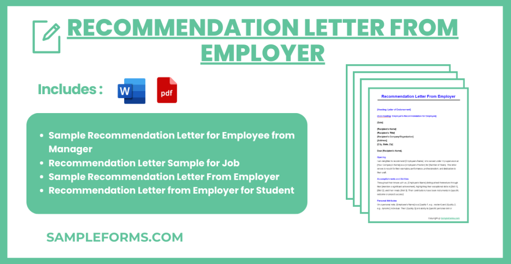 FREE 9+ Recommendation Letter From Employer Samples, PDF, MS Word ...