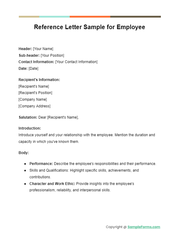 reference letter sample for employee