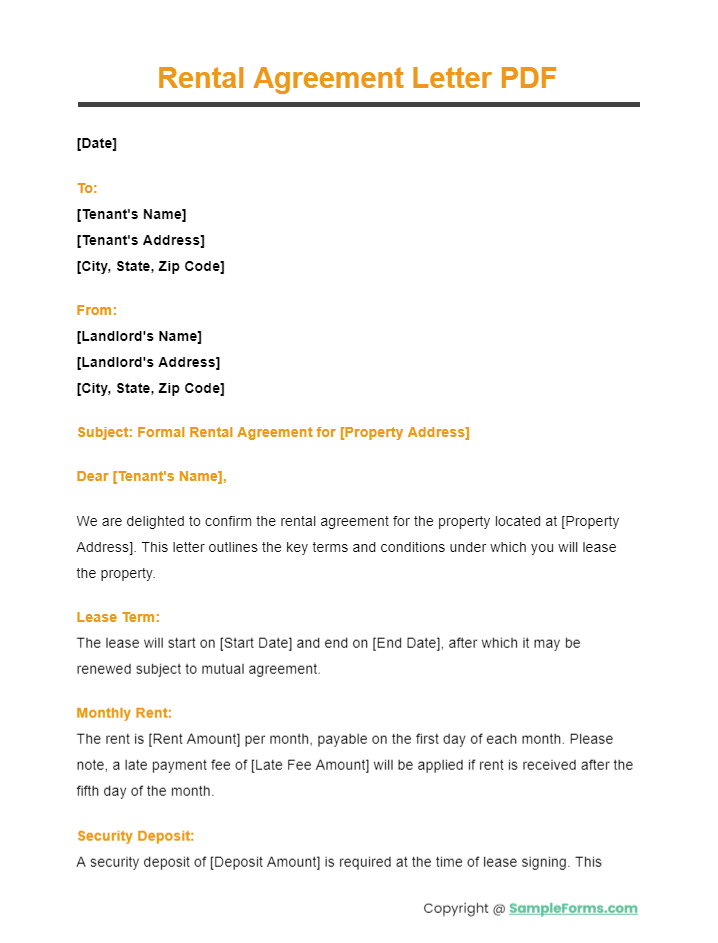 rental agreement letter pdf