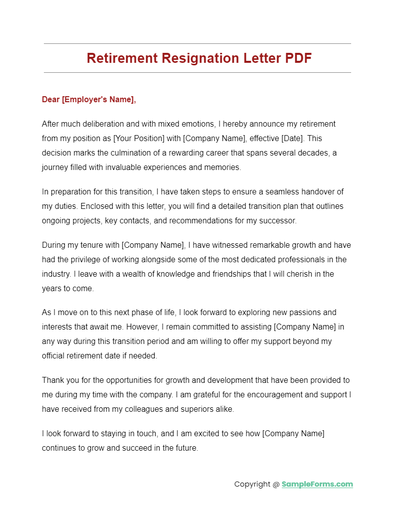retirement resignation letter pdf