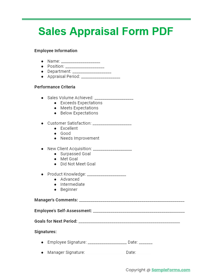sales appraisal form pdf