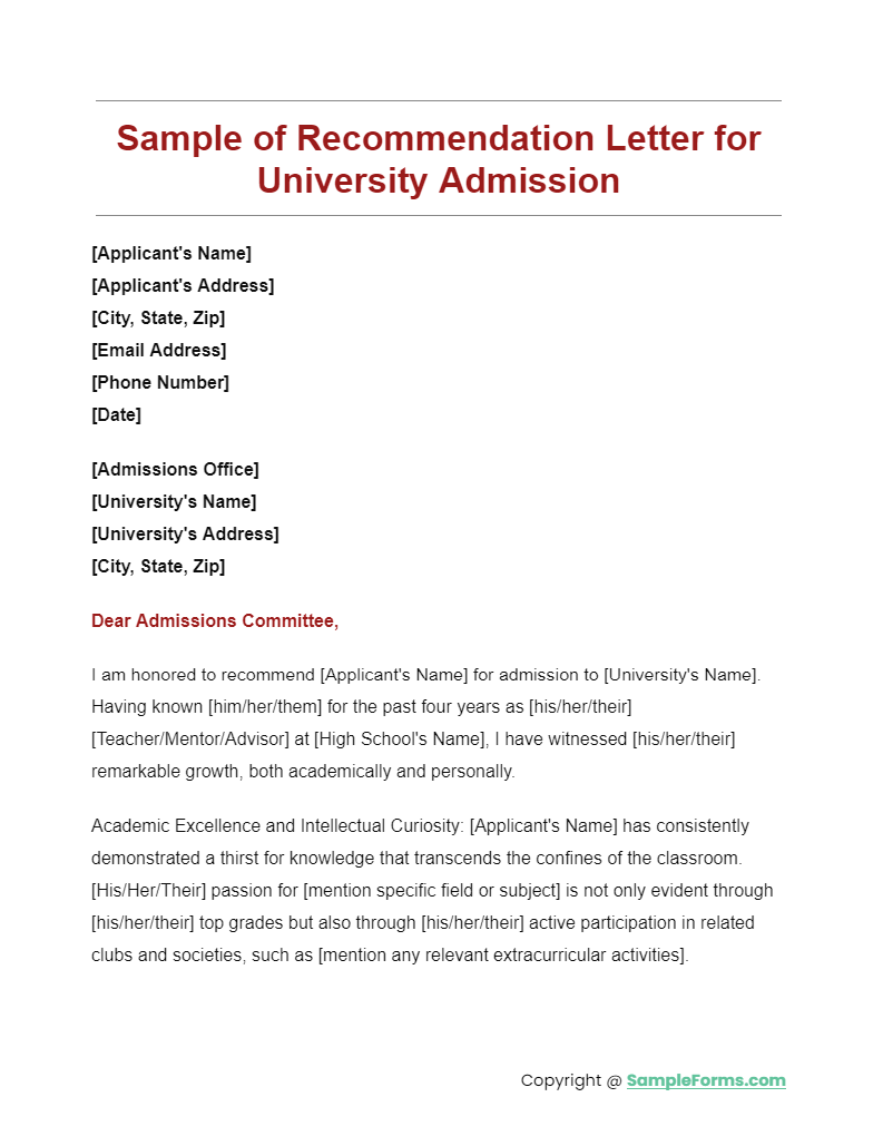 FREE 10+ College Recommendation Letter Samples, PDF, MS Word, Google Docs