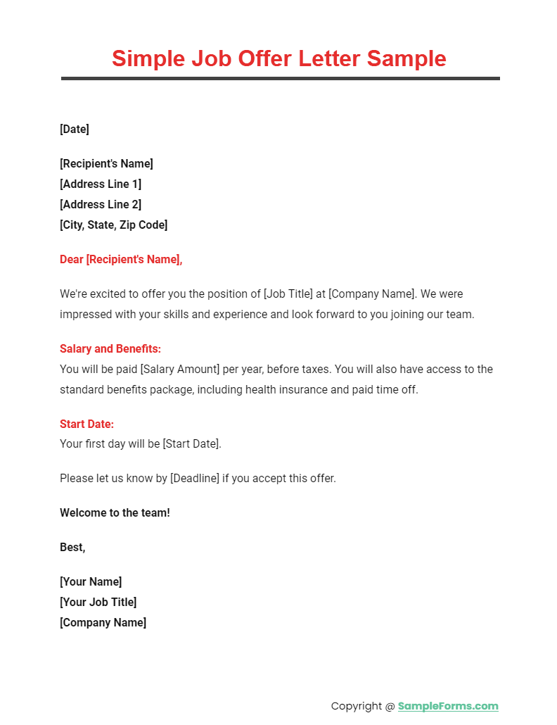 FREE 11+ Offer Letter Samples, PDF, MS Word, Google Docs