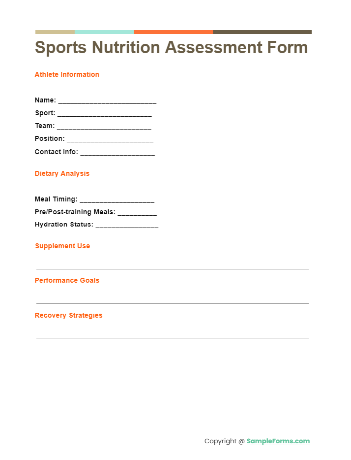 sports nutrition assessment form