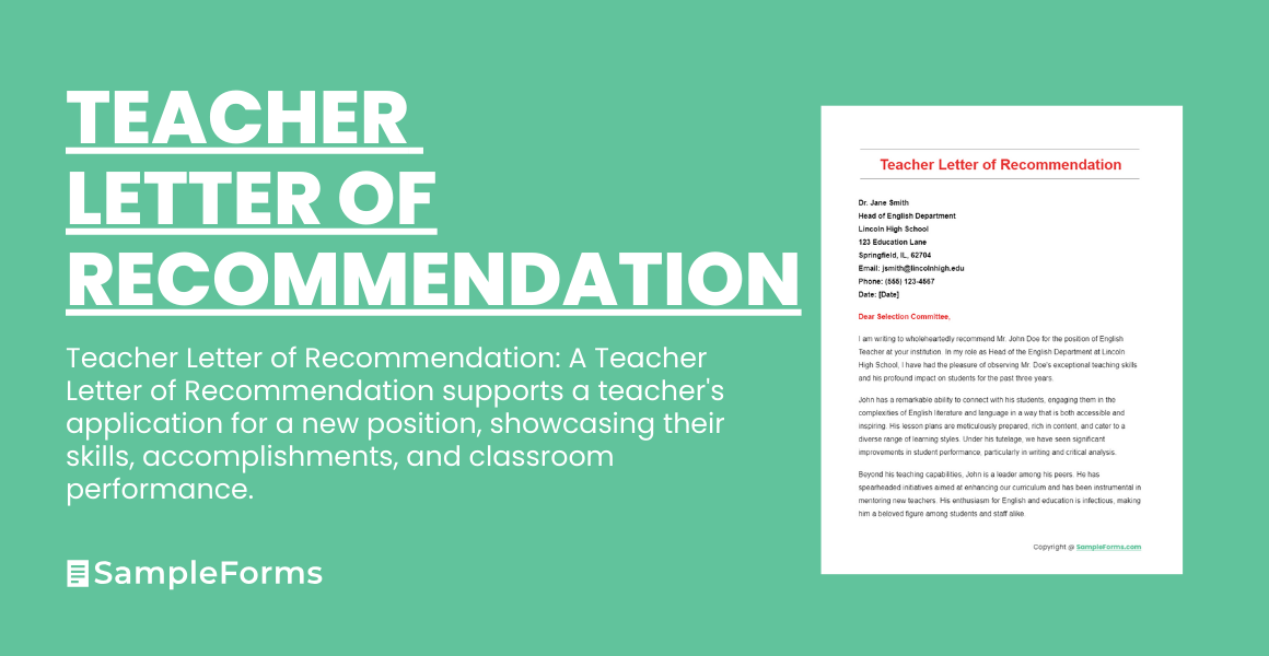 teacher letter of recommendation