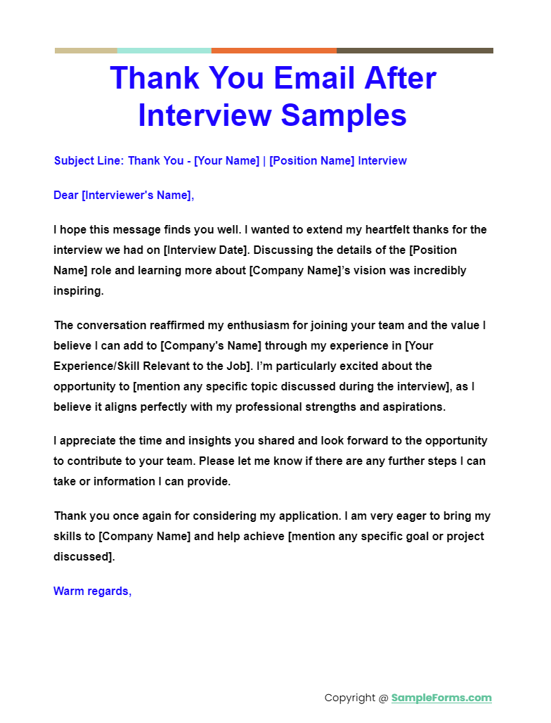 thank you email after interview samples