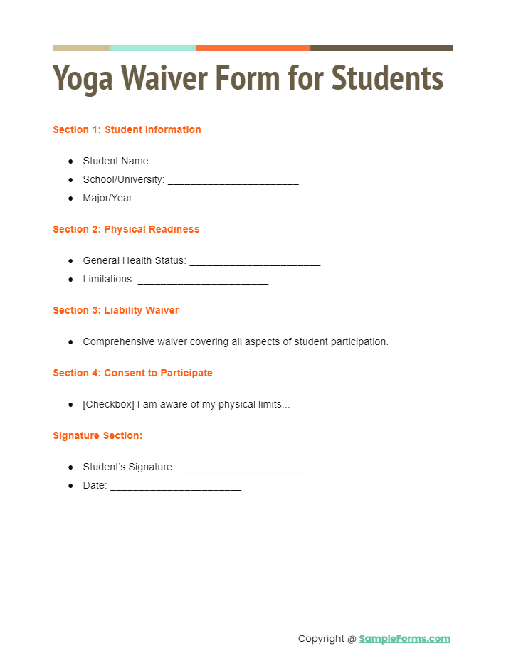 yoga waiver form for students