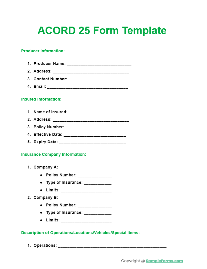 acord 25 form template