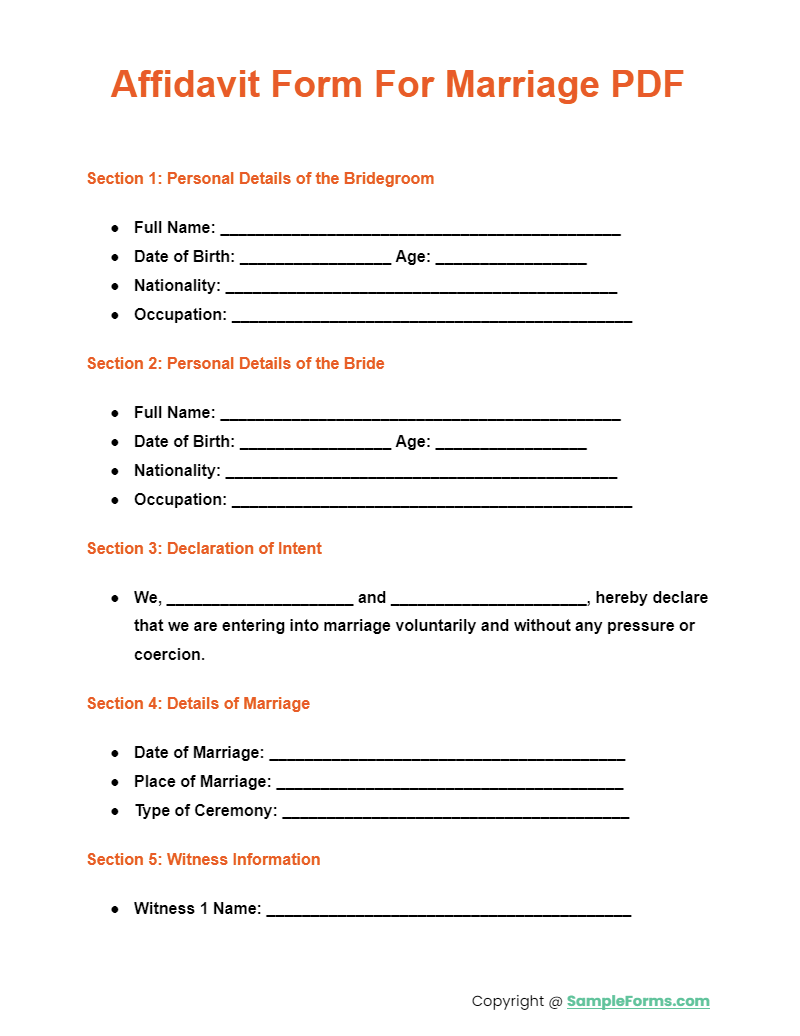 affidavit form for marriage pdf