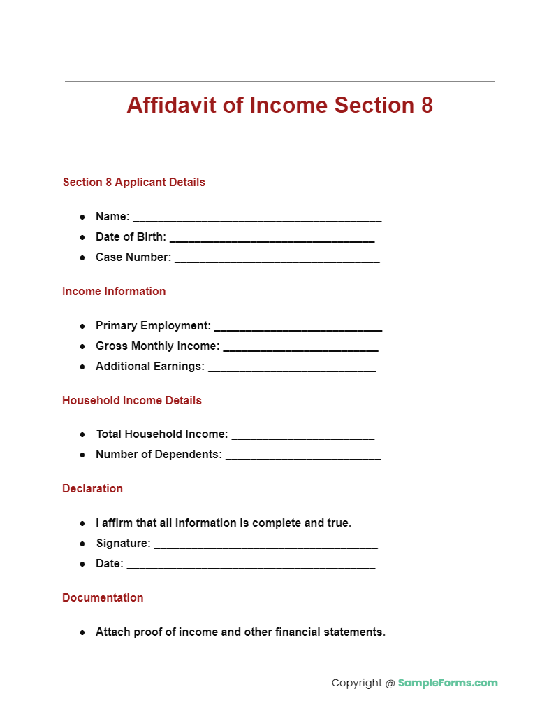 affidavit of income section 8