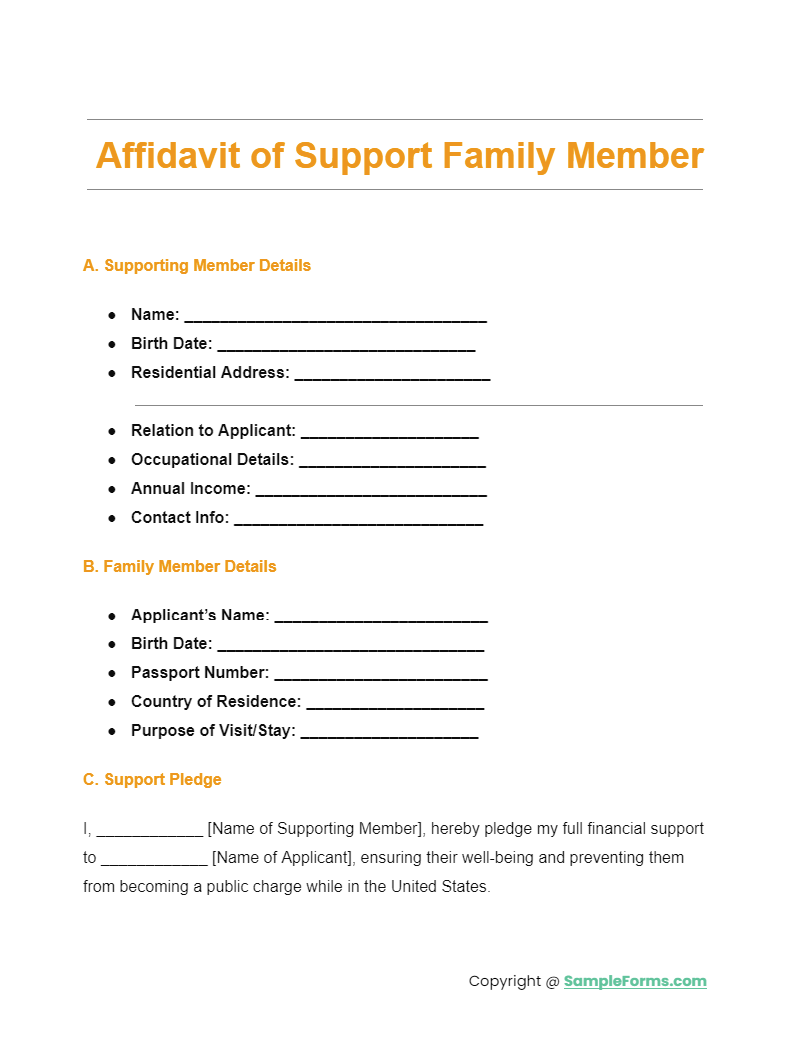 affidavit of support family member