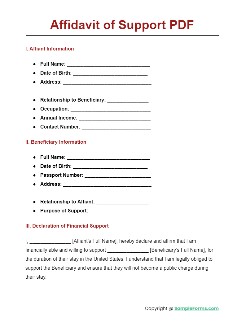affidavit of support pdf
