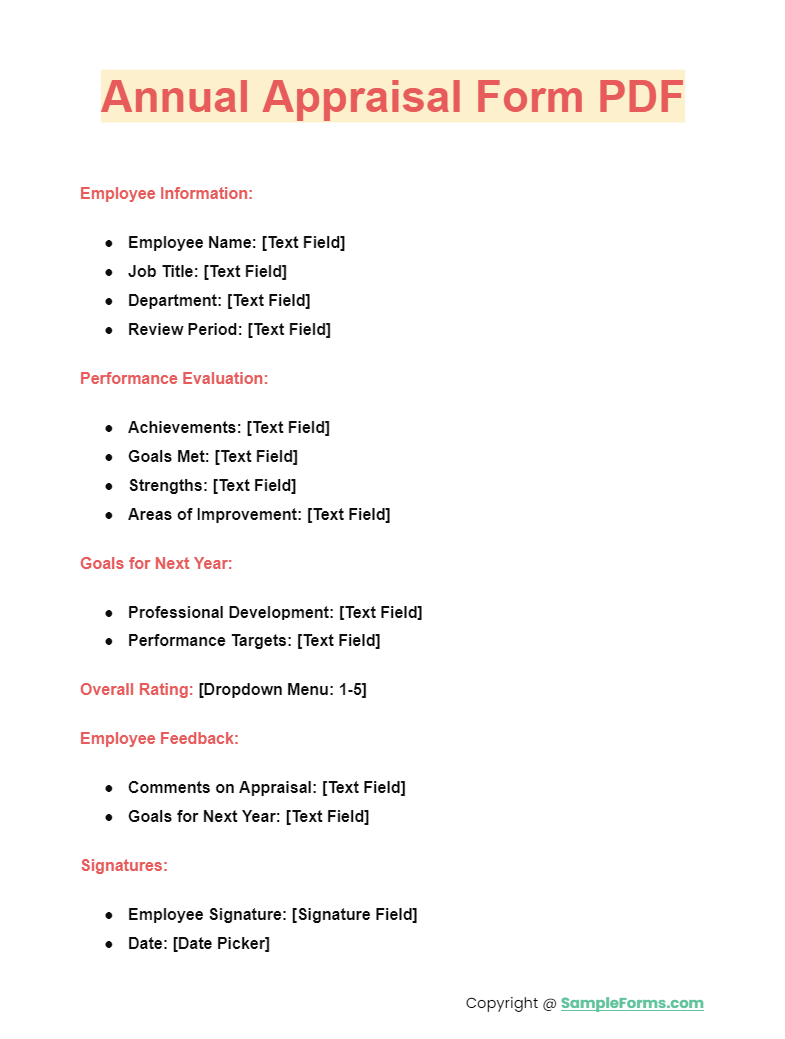 annual appraisal form pdf