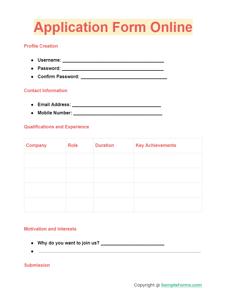application form online