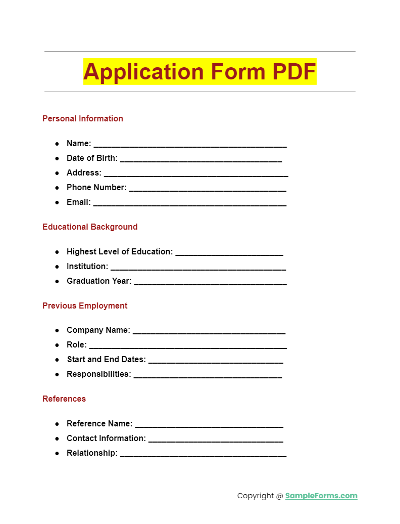 application form pdf