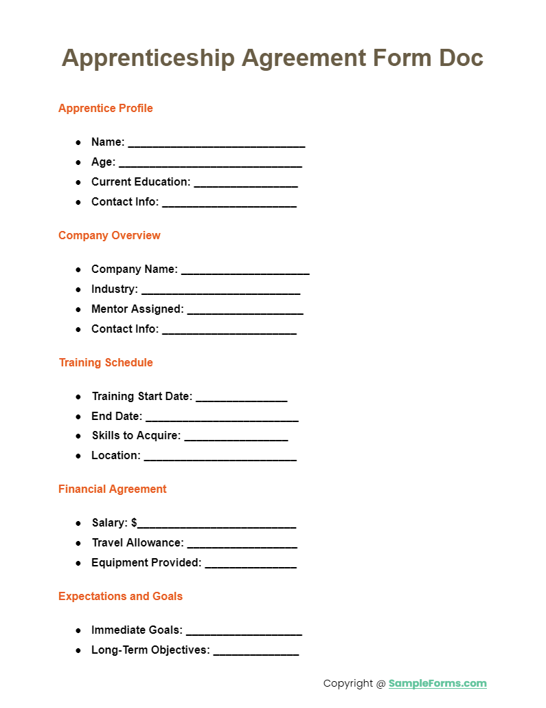 apprenticeship agreement form doc