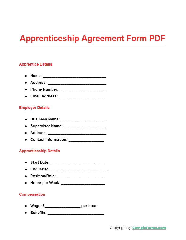 apprenticeship agreement form pdf