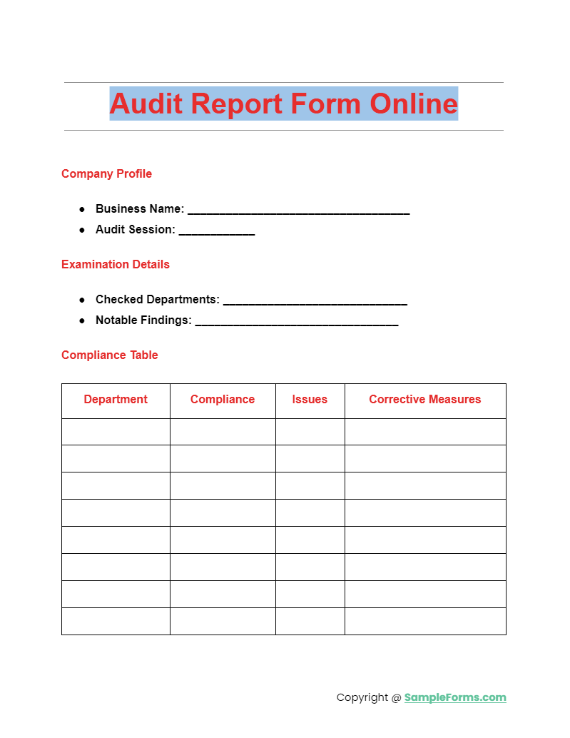audit report form online