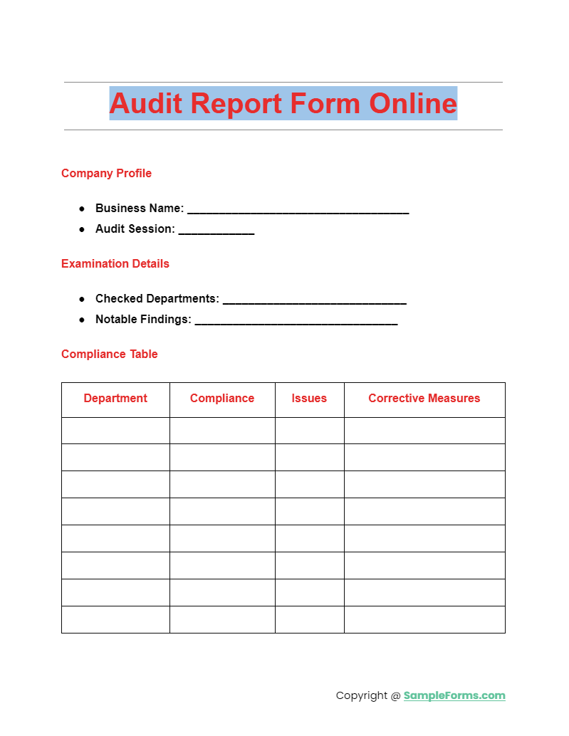 FREE 12+ Audit Report Form Samples, PDF, MS Word, Google Docs